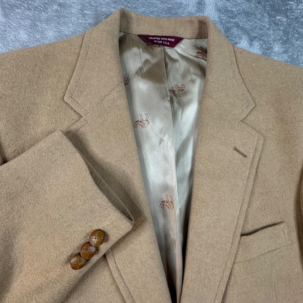 VTG Jos A Bank Executive Collection Men's ~40R Tan Camel Hair Made in USA Blazer